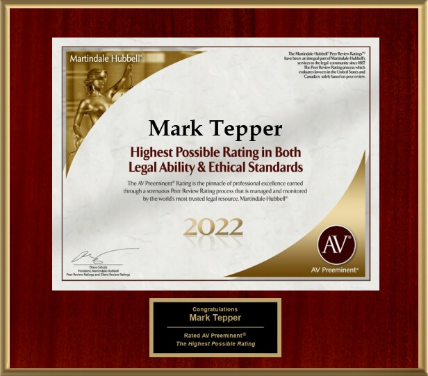 2022 AV Preeminent Award goes to Attorney Mark Tepper